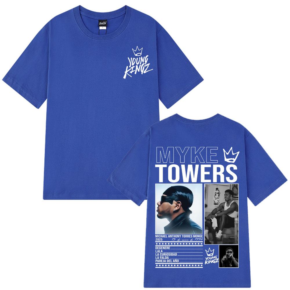 2025 Summer Rapper Myke Towers Tshirts Unisex Women Oversized T Shirt 100 Pure Cotton Printed Breathable Leisure Tshirt Y2k