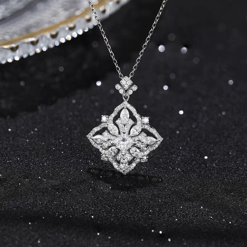 Micro-Paved Full Diamond Four-Leaf Clover Necklace & Earrings Set