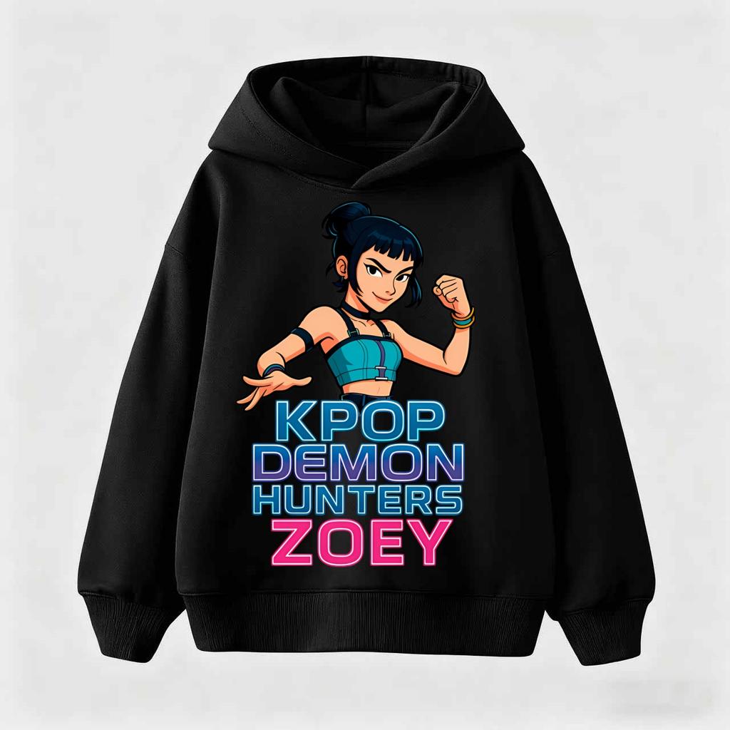 KPop Demon Hunter Cartoon Girls Boy Hooded Sweatshirt Warm Children's Korean Wave Fashion Casual Tops Casual Girls Clothing