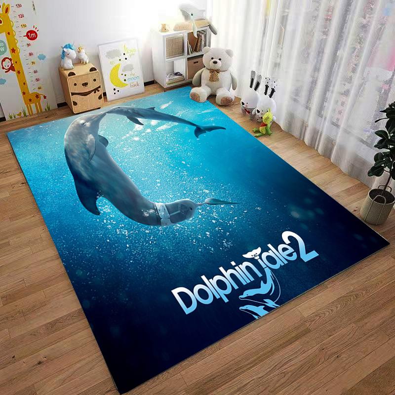 Dolphin Tale 2 Themed Carpet with Ocean Scene and Dolphins Suitable for use as an anti-slip for living room bedroom sofas