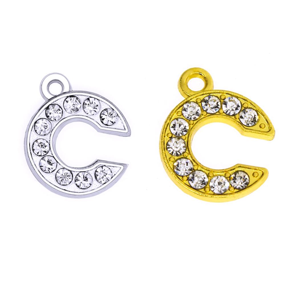 Customizable Rhinestones Letter Charm Pendant Set 26 Gold Fashionable Pendants for Necklace and Bracelet Crafting