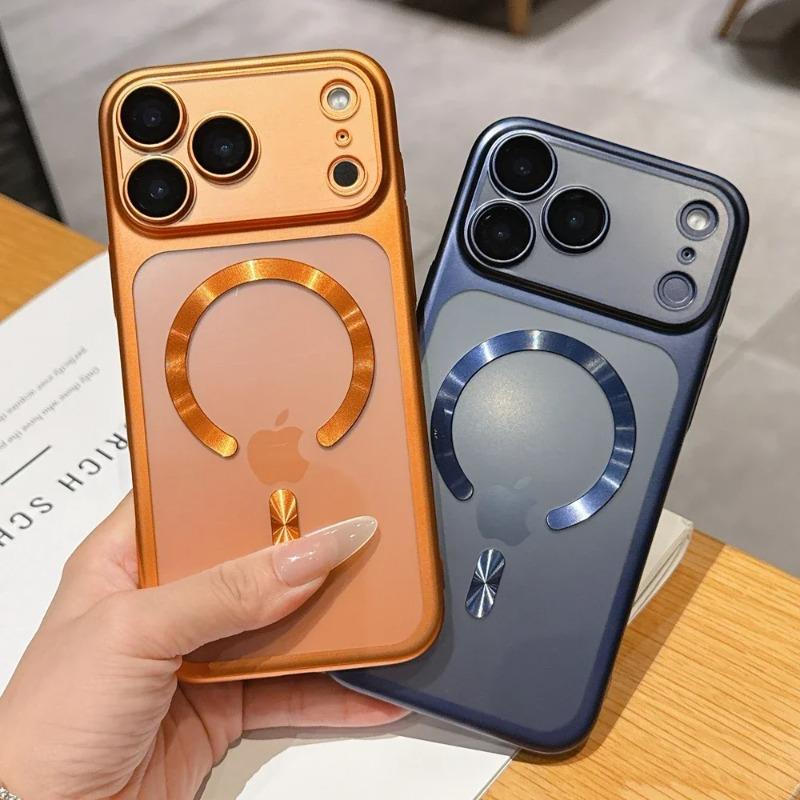 Luxuriöse matte Beschichtung für Magsafe-Hülle für iPhone 17 Pro Max 17 Air Hart Stoßfest Funda Linsenschutzfolie Durchscheinende Hülle