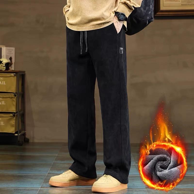 Winter Thick Velvet Sports Casual Pants Spring and Autumn Winter Corduroy Pants Men's Straight Leg Sweatpants
