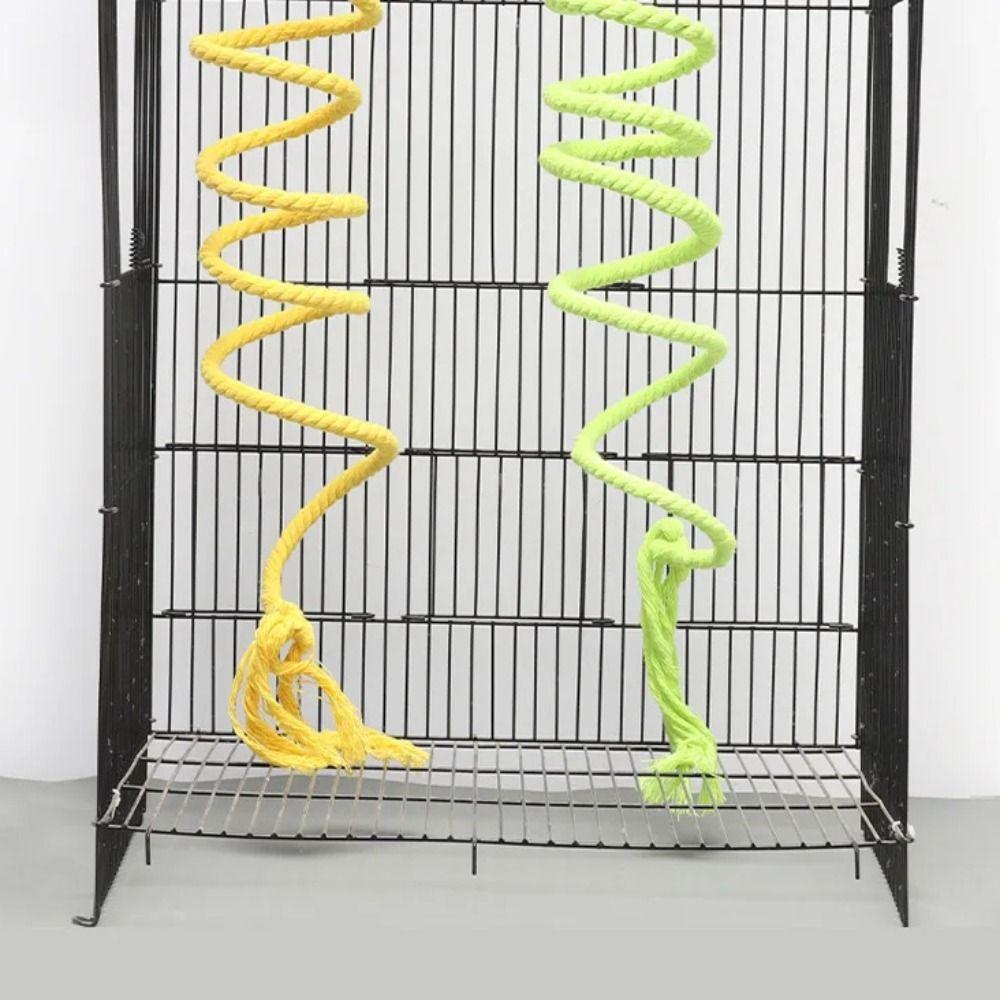 Cotton Parrot Bird Toy Rope Hanging Parrot Bell Stand Perch Cotton Rope Budgie Chew Toy  Bird Cage