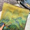 [Bysifa] Green Yellow 100% Silk Chiffon Scarf Fall Winter  Long Scarves Elegant Ladies Summer Beach Shawl Cover-Ups Foulard