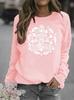 Women's Floral Print Round Neck Hoodie
