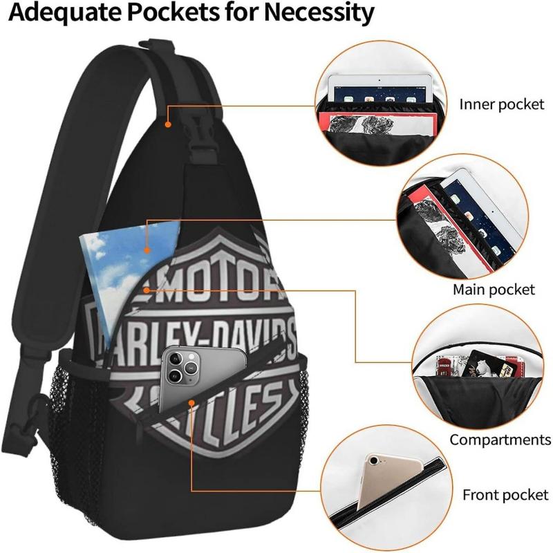 AU1895 Harley Davidson Sling Bags Shoulder Backpacks Chest Pack Crossbody Bags Waterproof Lightweight Outdoor Rucksack Anti Theft Daypack