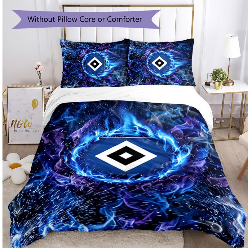 Set Lenzuola Stampato Calcio Hamburger SV 3 Pezzi, Comodo Set Copripiumino per Camera da Letto Amico della Pelle