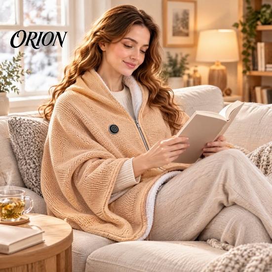 USB Powered Heating Wrap Heated Shawl Wraps for Women, Wearable Blanket, Portable Blanket Soft Knit Warm with 3 Heat Settings & Fast Heating,