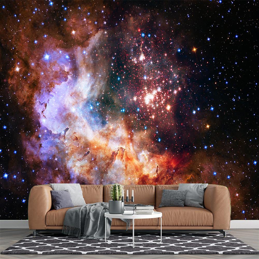 Outer Space Mural Universe Starry Sky Stars Wall Mural For Kids Boys Bedroom Living Room Galaxy Wallpaper