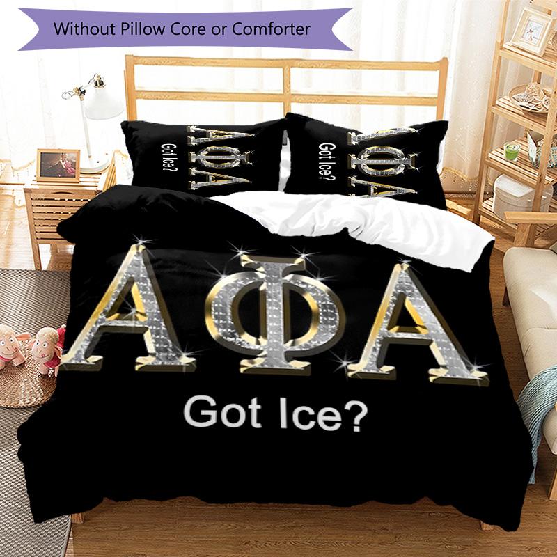 3pcs Alpha Phi Alpha logo pattern bedding set duvet cover set includes duvet cover &pillowcases, perfect all season bedroom decoration & gift