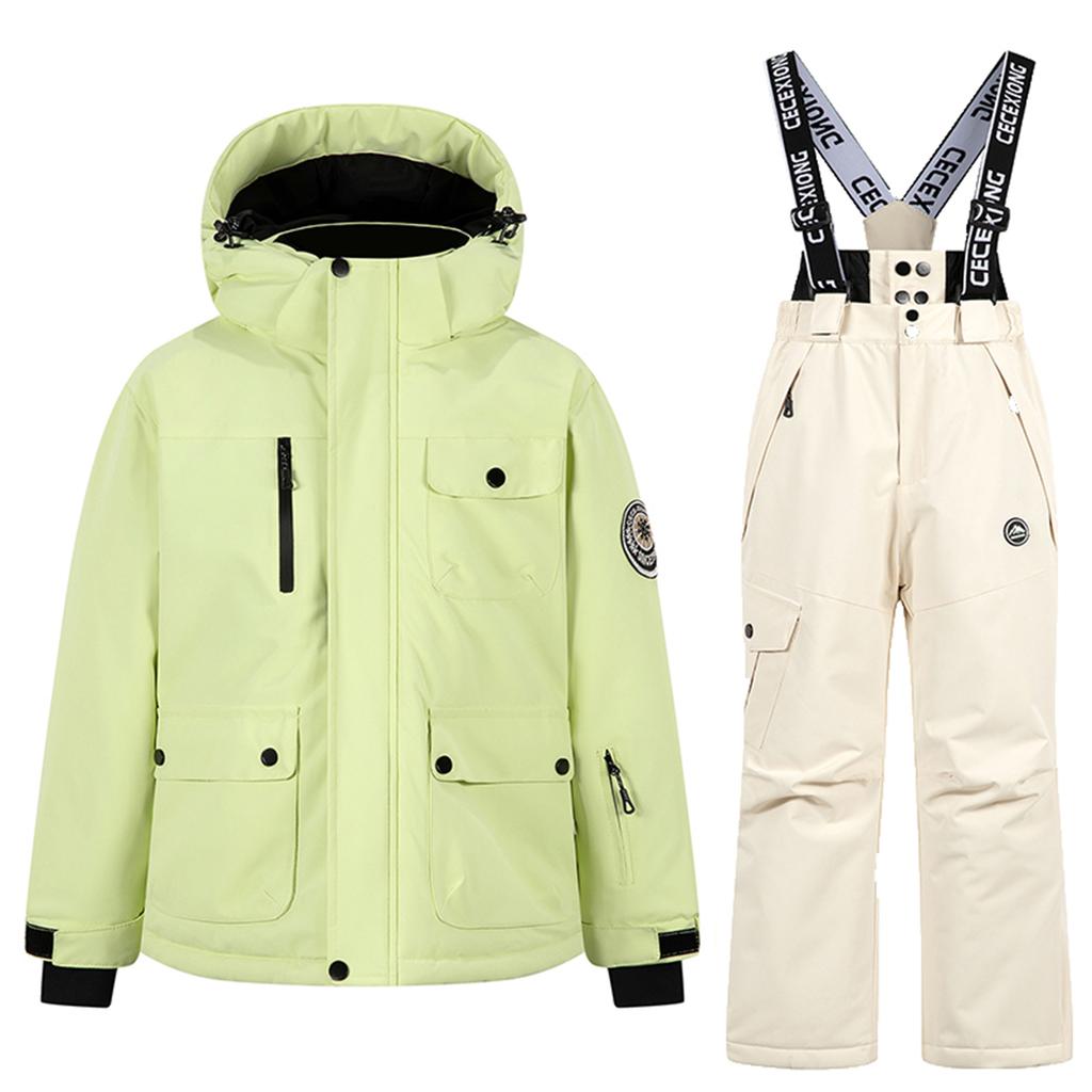 Dětská módní lyžařská souprava Chlapecká a dívčí zateplená voděodolná teplá lyžařská bunda a kalhoty Oblečení set