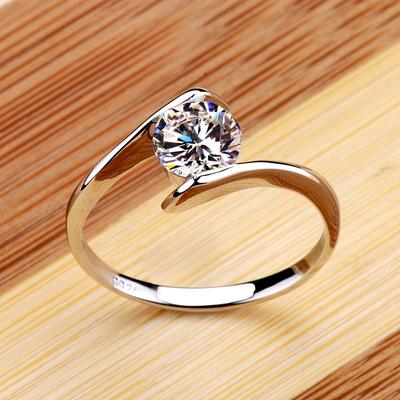 Luxus Versprechen Liebe Verlobungsring Niedlicher Damen Solitär Runder Zirkonia Ring Damen Ehering