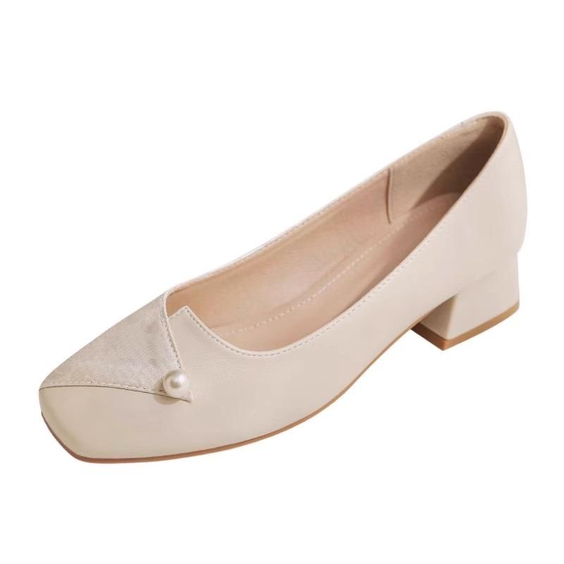 

женские милые сладкие легкие офисные туфли-лодочки для карьеры элегантные европейские стильные слипоны противоскользящие рабочие туфли на высоком каблуке 35 бежевый