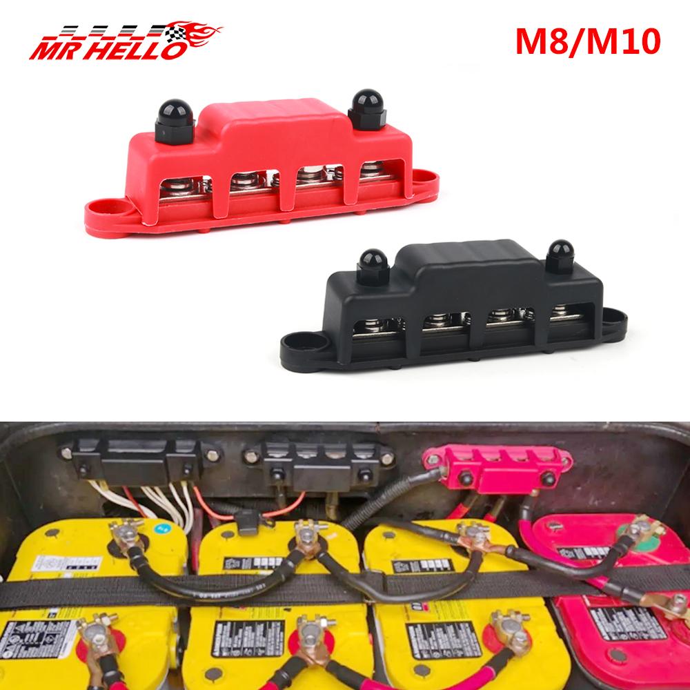 M8 M10 4 Ways Wiring Rows Bus Bar Terminal Block Power Distribution Block Suitable For Car / Touring car / Yacht Fuses4