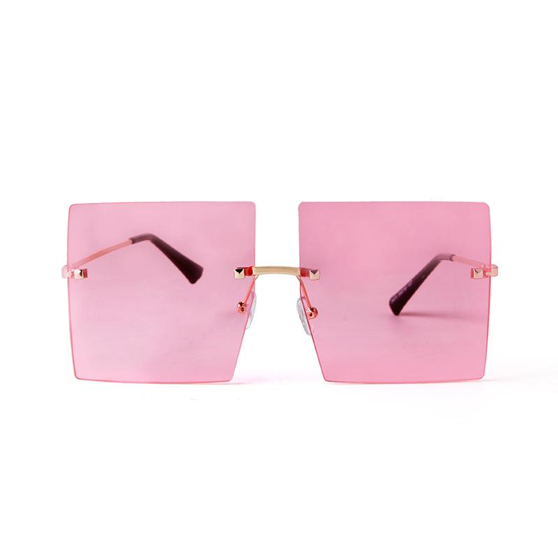 Fashion Oversized Square Rimless Sunglasses Women Men Designer Ocean Blue Pink Lens Frameless Sun Glasses Gradient Shades S30D