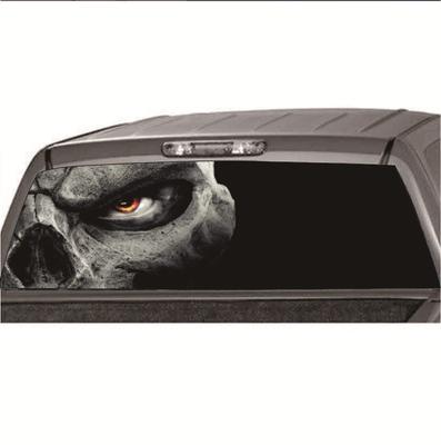 135 cm x 36 cm Perforovaná lebka Samolepka na zadní okno Grafický obtisk pro nákladní vůz