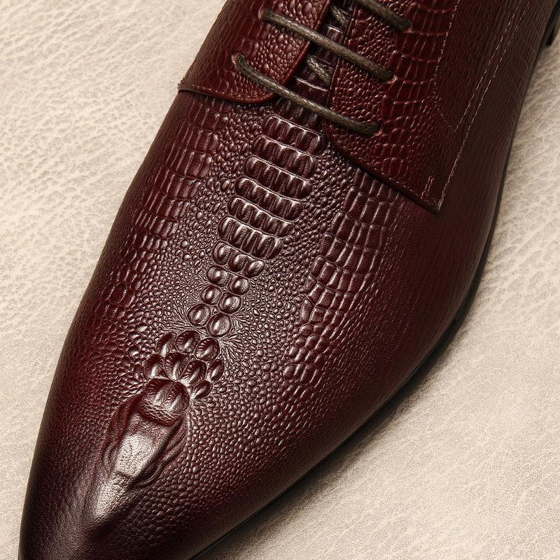 New Spring/Autumn Luxury Black/Red/Brown Handmade Lace-up Genuine Crocodile Leather Dress Oxford Flat Brogue Formal Oxford Shoes