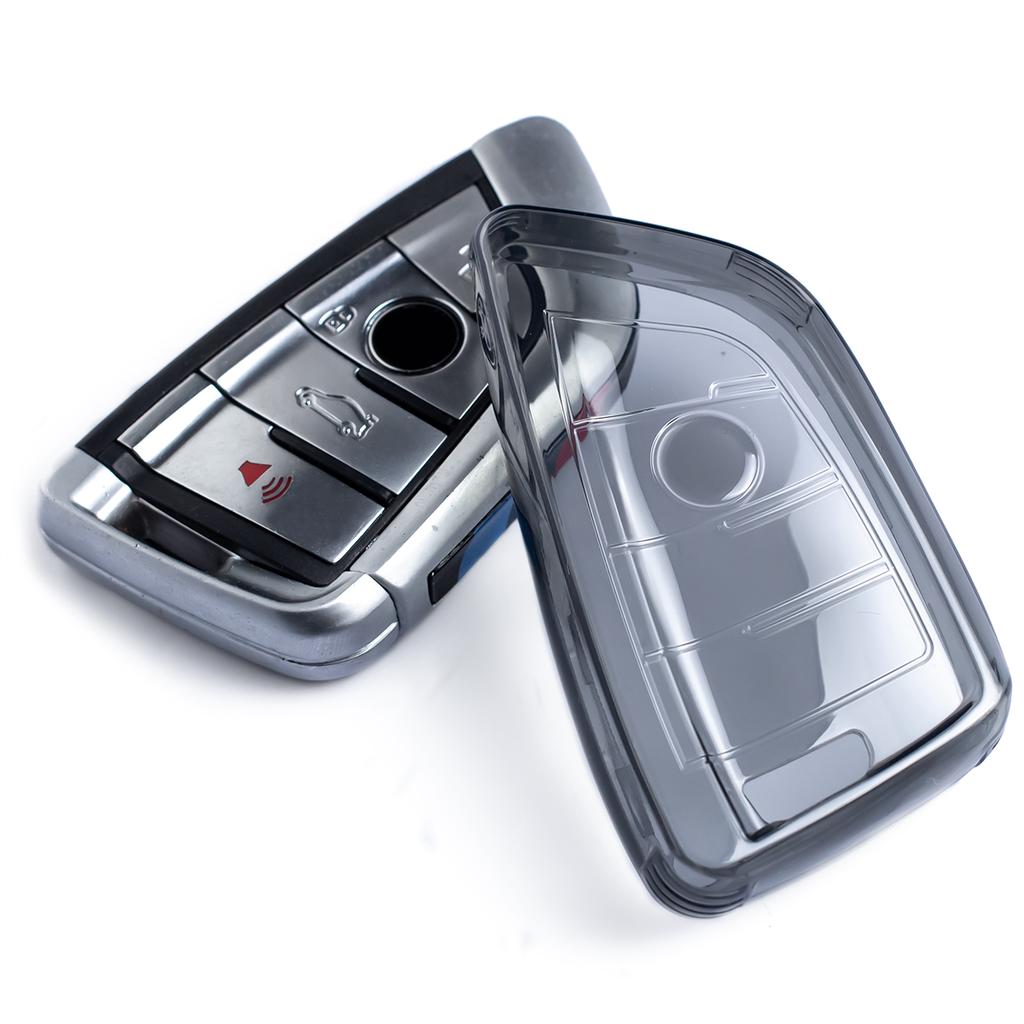 Slim Car Key Fob Case Cover Chain For BMW X1 X2 X3 X4 X5 X6 X7 118i 120i 220i 320i 330i 430i 530i 540i 740i Black Transparent