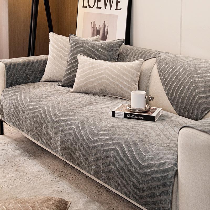 

Чехол для дивана из шенилла, однотонный, универсальный, четыре сезона, полотенце для дивана, противоскользящая подушка для дивана, защитный чехол для дивана в гостиной 45x45cm pillowcase светло-серый