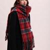 Tassel Plaid Wool Scarf Mohair Long Shawl Elegant Winter Cashmere Scarves  Girl