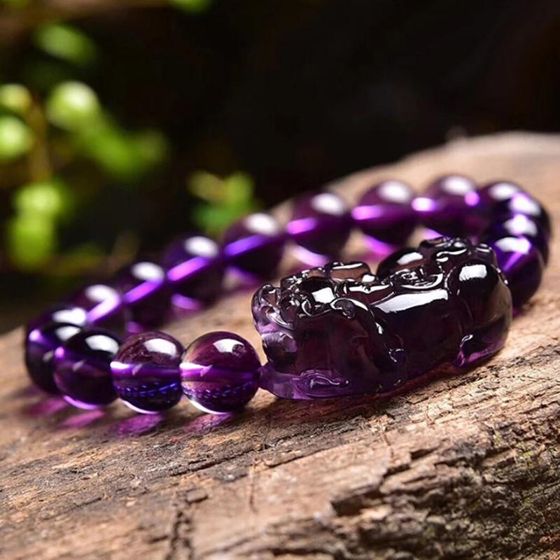 Bransoletka z ametystu Pixiu przynosi szczęście bogactwo chińskie feng shui bestia koraliki bransoletki impreza urodziny prezent kobiety mężczyźni