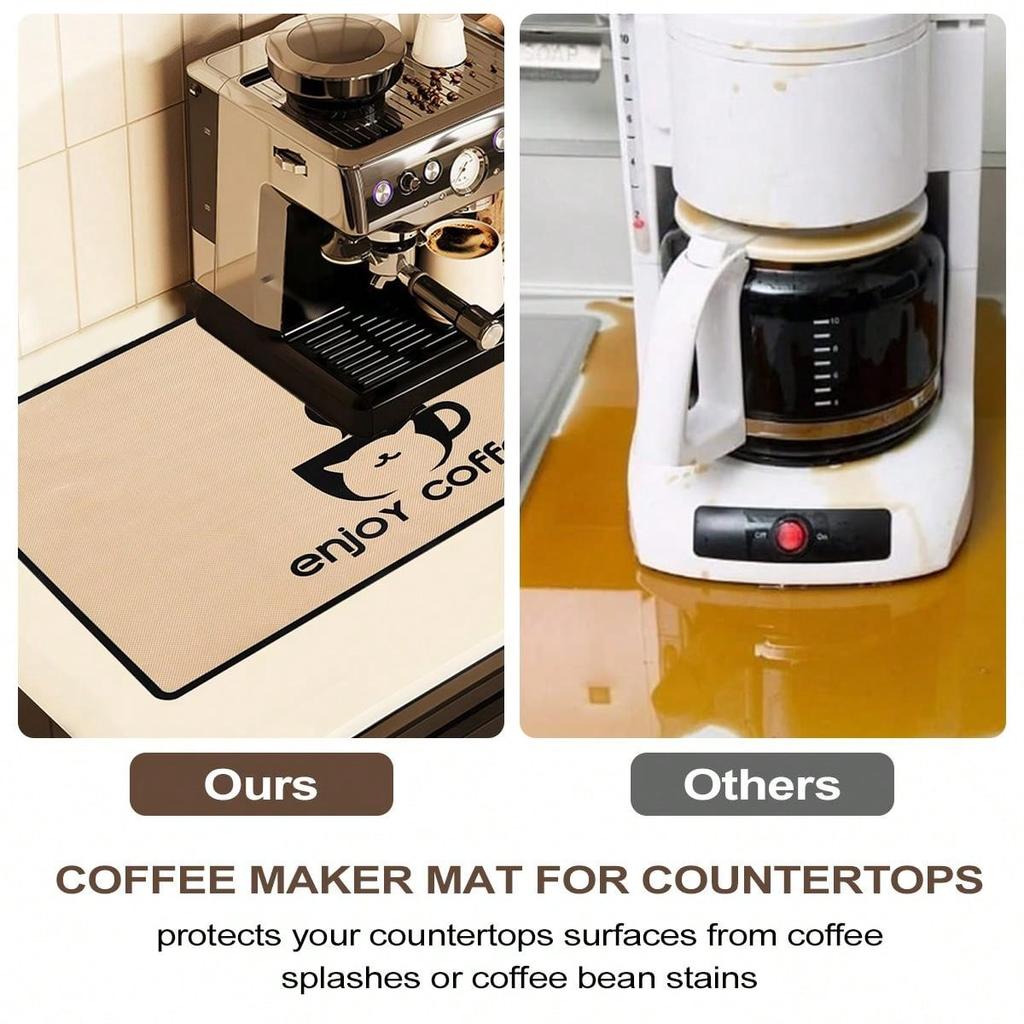 Leeseph Coffee Mat Waterproof Silicone Dish Drying Mat Quick Dry Coffee Mat, Coffee Bar Accessories Fit Under Coffee Pot
