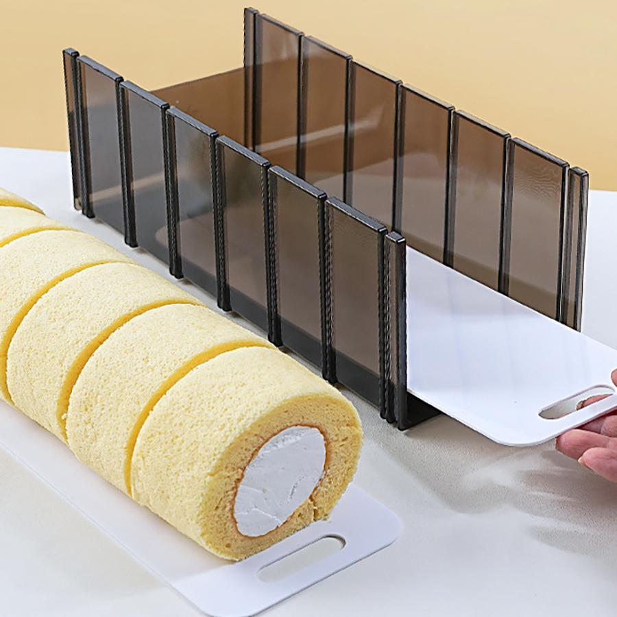 Cake Roll Cutter Pastry Cutter Swiss Roll Cutting Mold Dough Baking Division Mold with Pad Scale Ruler Slicer Thickness Guide