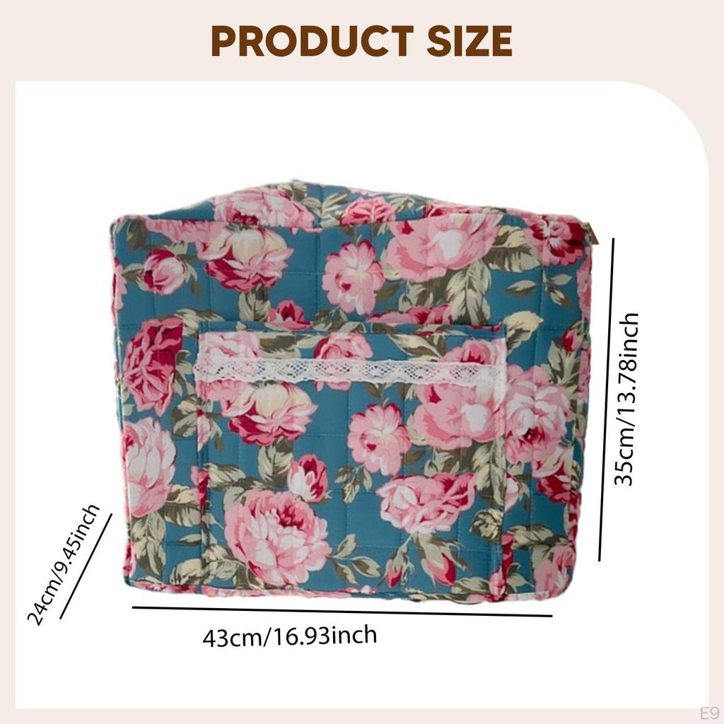 Cover for Sewing Machine, Elegant Tool Storage Bag with Floral Print And Pocket.