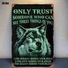 1pc Vintage Wolf Head Tin Sign, Rustic Metal Wall Decor for Bedroom Bar Garage Man Cave Outdoor