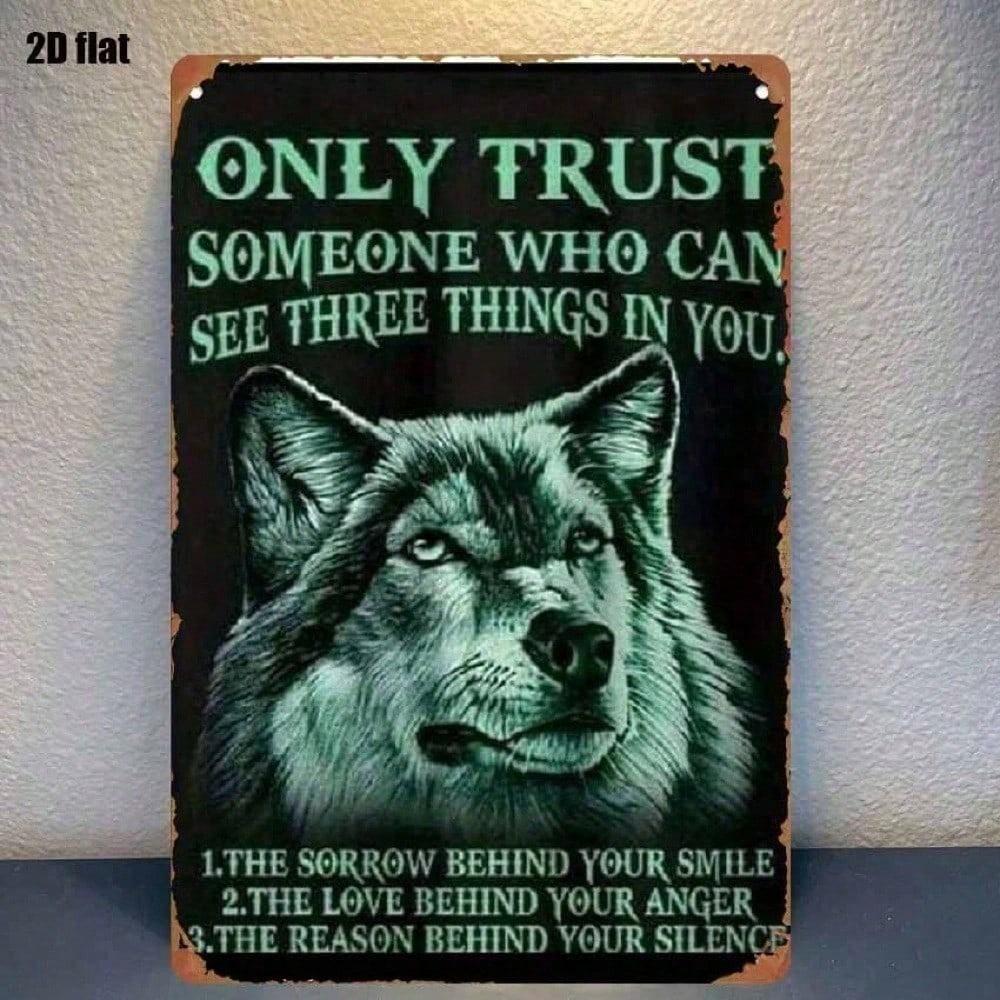 1pc Vintage Wolf Head Tin Sign, Rustic Metal Wall Decor for Bedroom Bar Garage Man Cave Outdoor