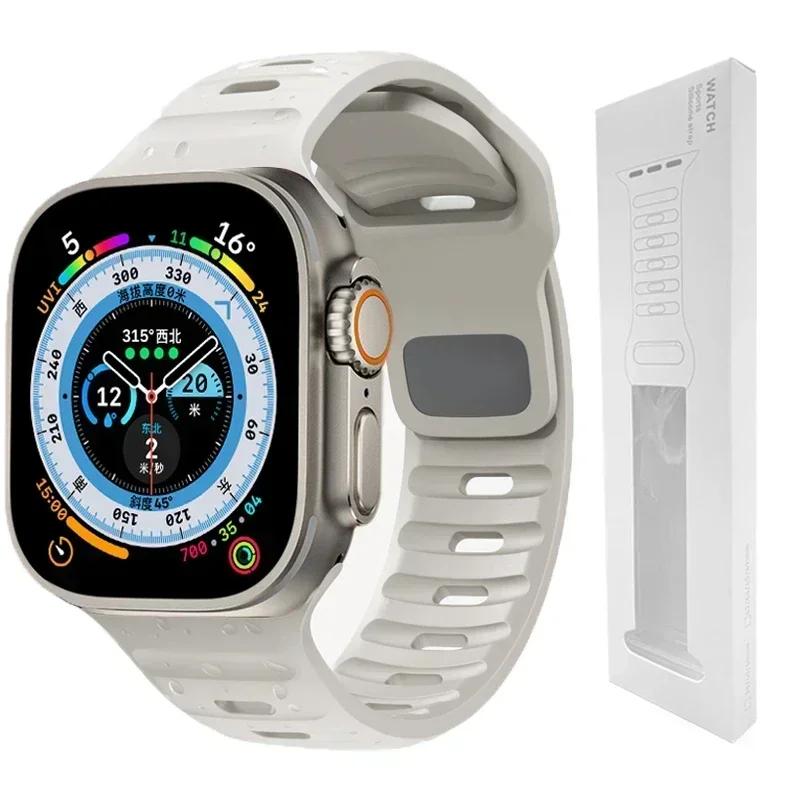 Soft Silicone Strap For Apple Watch Band Ultra 2 49mm 44mm 45mm 42mm 41mm 42mm sport Watchband iwatch Serise 5 6 7 8 9 bracelet
