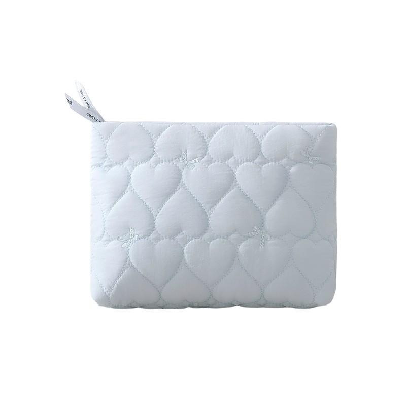 Quilted Floral Cosmetic Bag Women Men Portable Zippered Makeup Organizer In Candy Colors