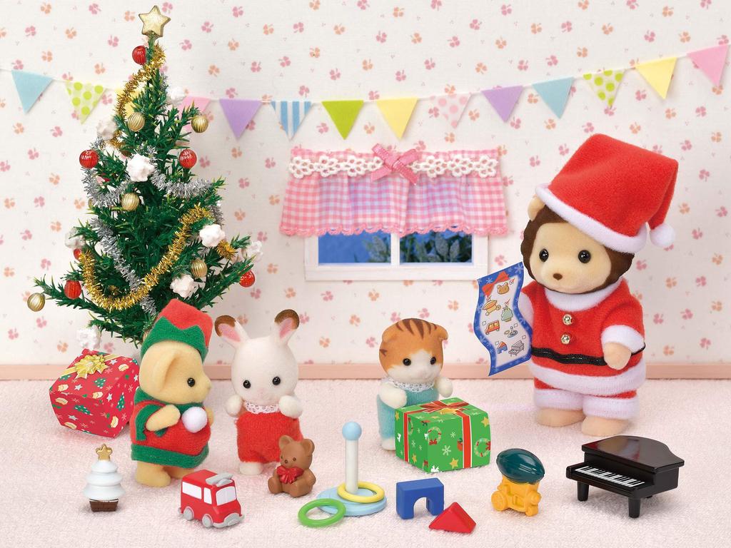 Sylvanian Families Seasonal Santa Christmas ST Mark Ages 3 and Toy Sylvanian Epoch "Lion Set" SE-206 Certified, Up, Dollhouse, Families,