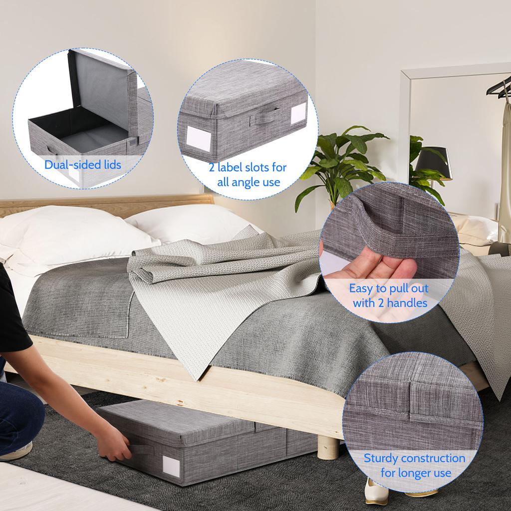 Storage Box with Lids Foldable Closet Blanket Toys Fabric Storage Containers