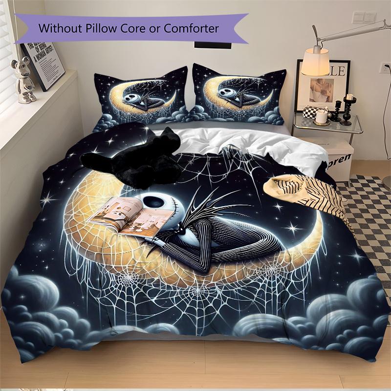 3pcs Moon Jack Printed Quilt Set Soft and Comfortable Quilt Cover for Bedroom, Guest Room Bedding Set B069