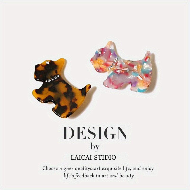 Dog Shaped Hair Clip Multi-color Rhinestone Embellishment Design Texture Craftsmanship Cute  Personalized Headwear Daily Street