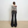 American gray micro-pull jeans women's spring and autumn new high-waisted elastic slim-fitting and thin versatile bell pants