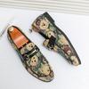 Charm New Print Pattern Patent Leather Loafers Shoes For Men Moccasins Party Wedding Groom Prom Flats Zapatillas Hombre