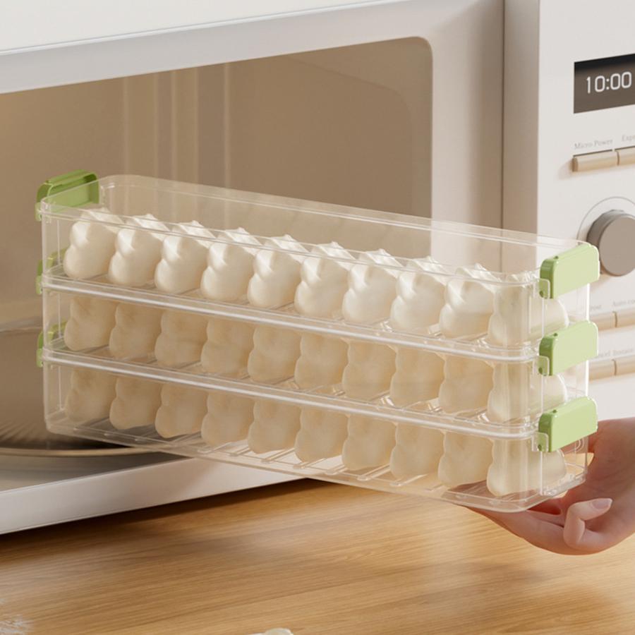 Multi-Layer Timer Food Storage Box for Dumplings, Won Tons, and Frozen Food