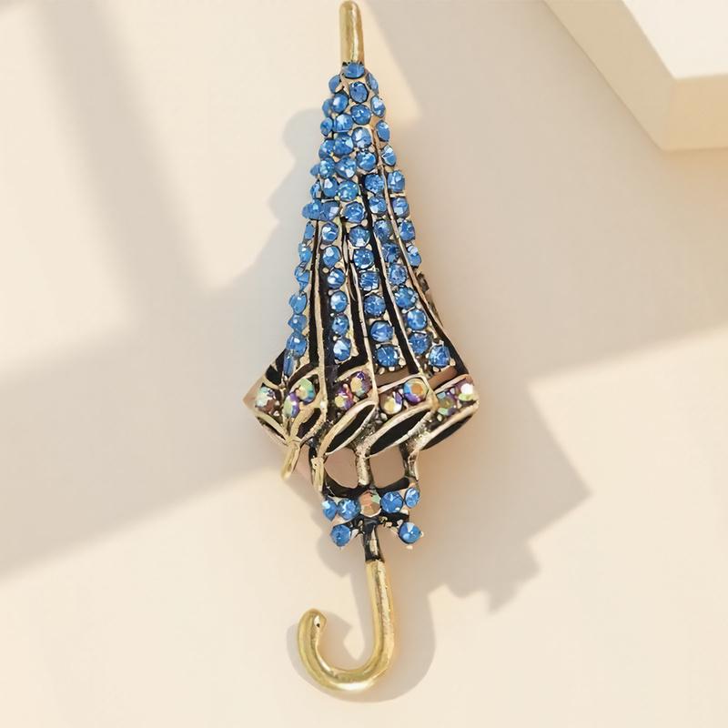 Модная Милая Мультяшная Брошь-Зонтик из Сплава, Трендовая, со Стразами, Капельная Эмаль