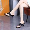 French outerwear toe flip-flops women 2025 summer new middle heel not tired feet brown thin heel versatile cool slippers