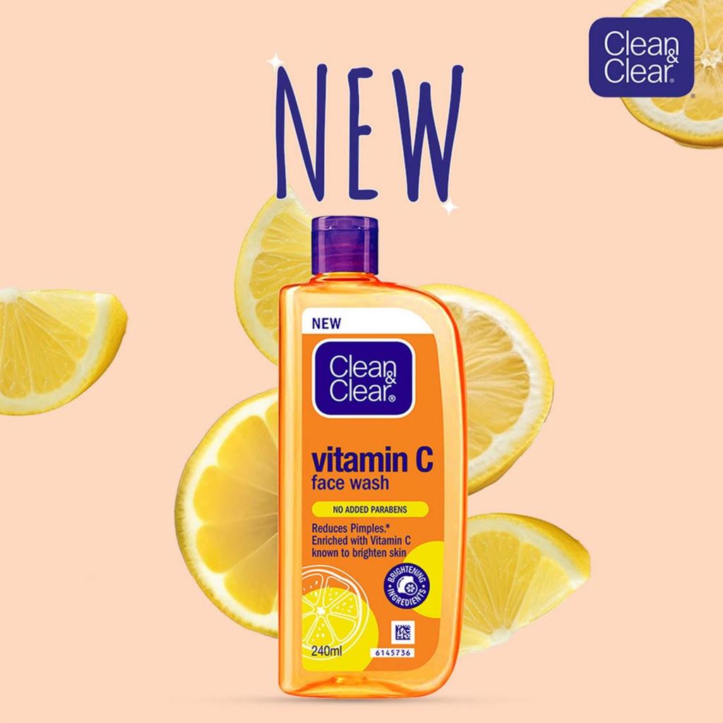 CLEAN & CLEAR Vitamin C Gesichtswaschgel 240ml Packung mit 1 Aufhellend Täglich Sanfte Hautpflege Für Jugend