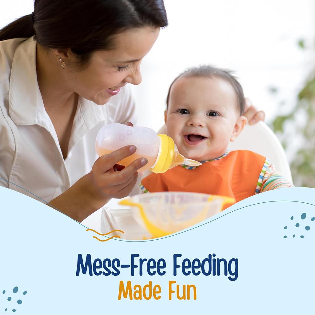 LuvLap Silicone Baby Feeding Bottle With Squeezy Spoon For Infant Baby Food Puree Juice Milk Water Feeder 180ml