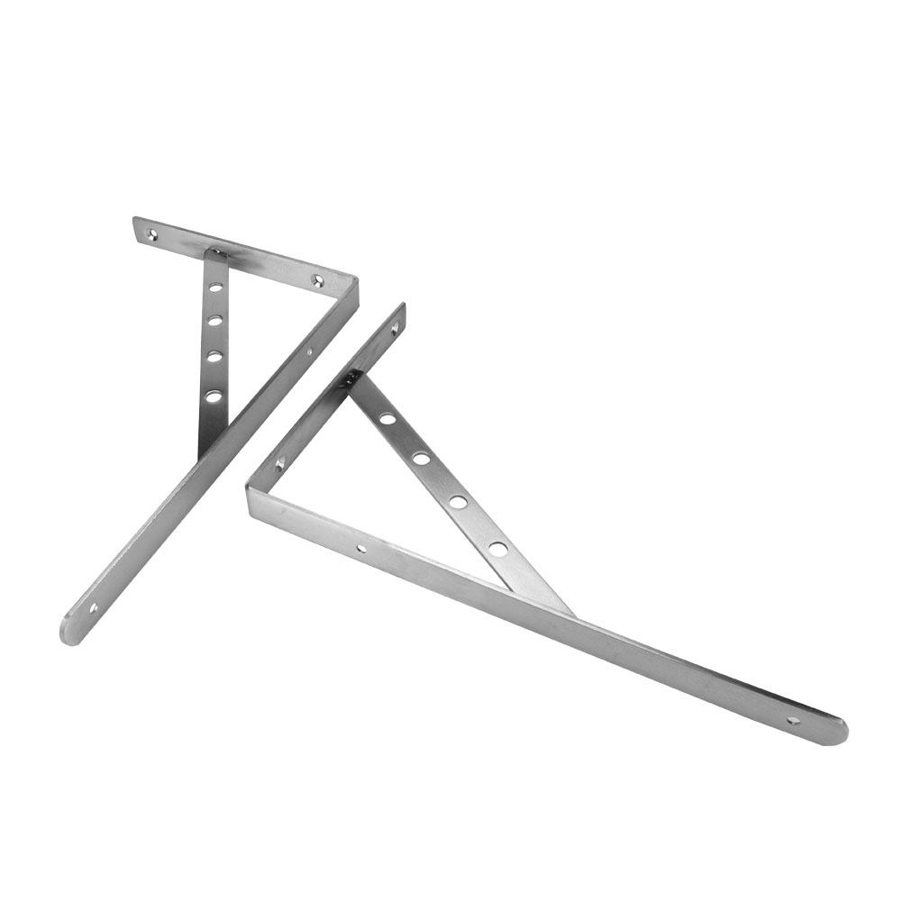 2Pcs Stainless Steel Triangle Bracket Wall Mounted Shelf Bookcase Support (14 )
