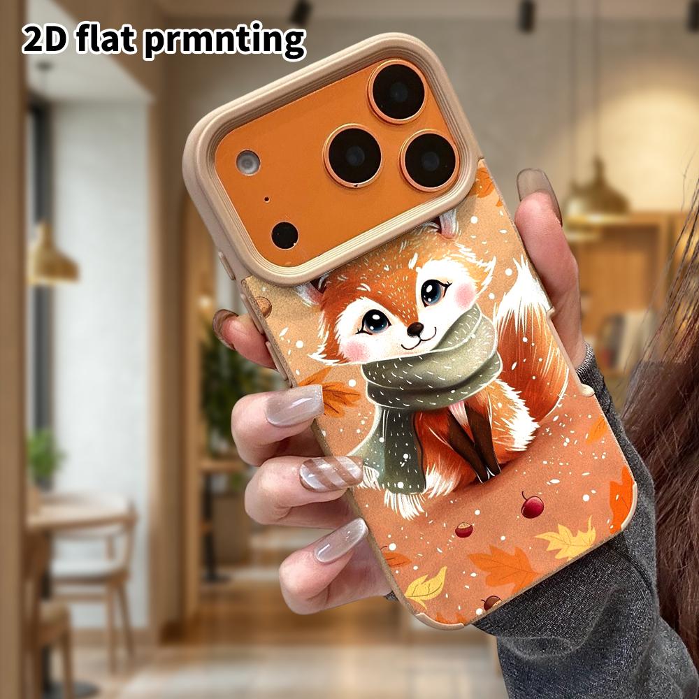 Phone Case: Lambskin 2D Flat Samsung Galaxy A34 A35 M05 M06 S20 S22 S21 FE Plus 5G Protective Case, Fox Wearing a Scarf, Christmas and Halloween Gift