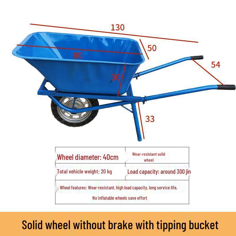 Dual-Wheel Agricultural Wheelbarrow - Small Handcart for Orchard, Construction, or Goods Transport