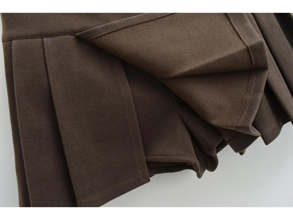 2026 New College Style Spicy Pleated High-Waisted Mini Skirt with Sexy Slit and Anti-Exposure Design