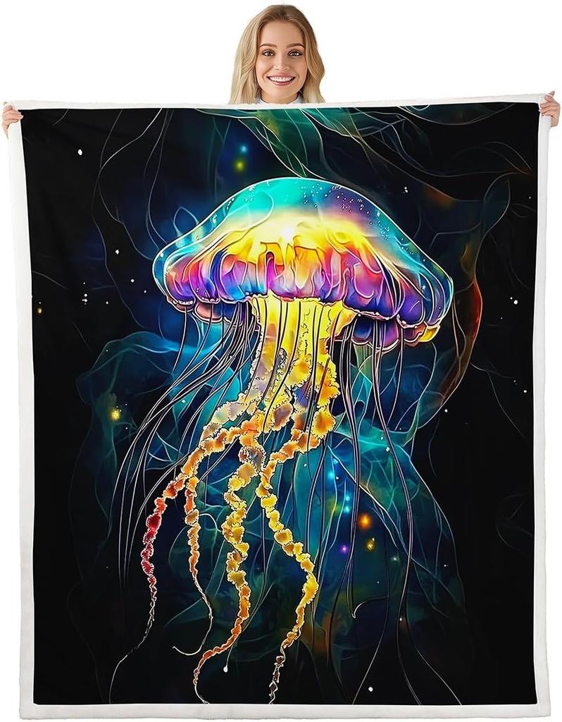 GUOYU Blanket Japanese Wave Fleece Throw Blanket Queen Japanese Style Plush Blanket for Boys Girls Teens Ocean Wave Sherpa Blanket Sea Waves