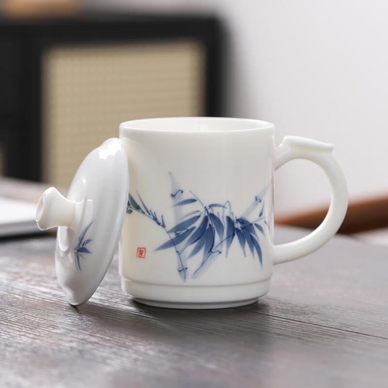 Hand-painted Mutton-fat Jade Porcelain Tea Cup Gift Set